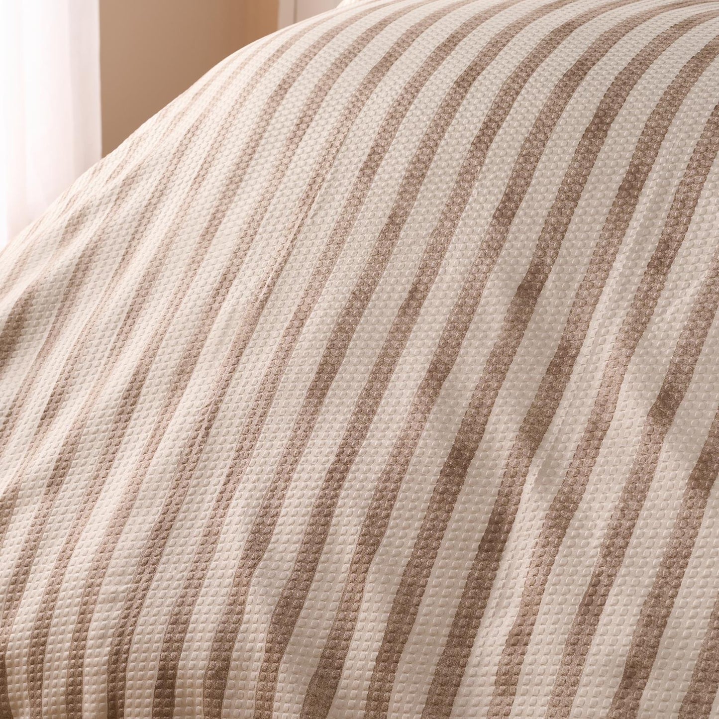 OHS Watercolour Embossed Bedding Set Stripe Duvet Cover with Pillowcase