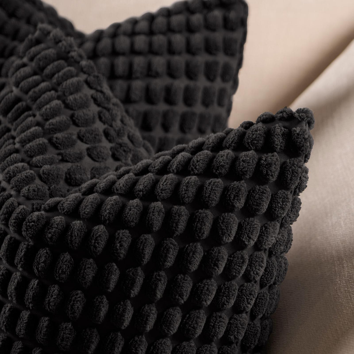 OHS Bobble Cushion Covers Soft Fleece Square Pillowcases Winter Home Decor