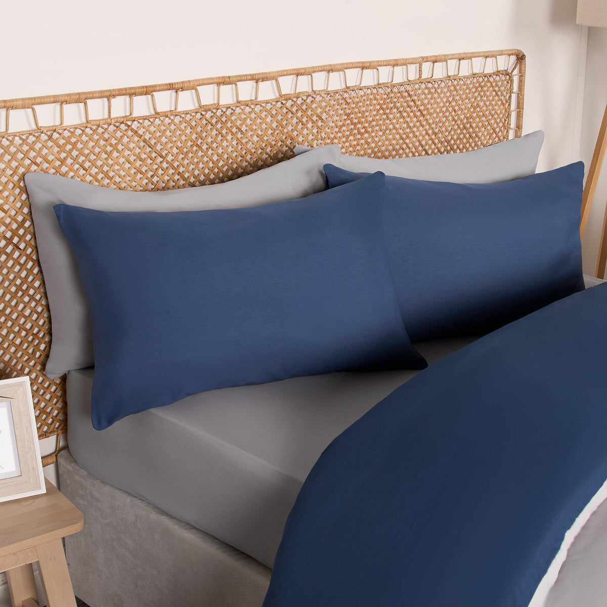 OHS Plain Duvet Cover & Pillowcase Reversible Bedding Set OR Fitted Sheet