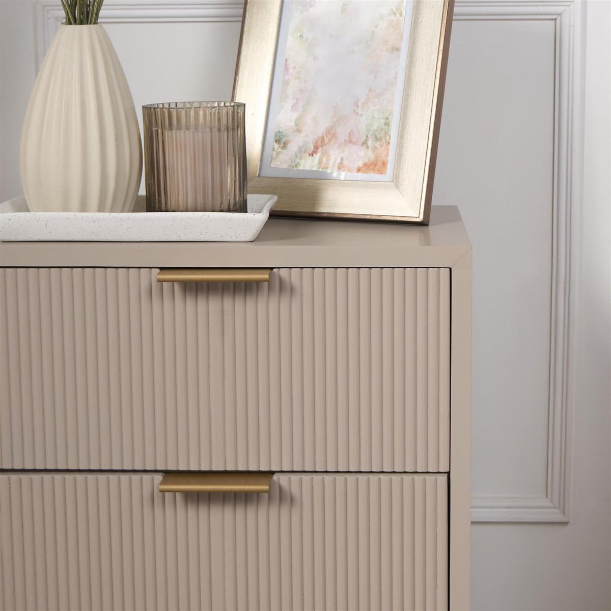 OHS Ribbed Drawer Unit Bedside Table 3/4/5/6 Draw Cabinet Nightstand Sideboard
