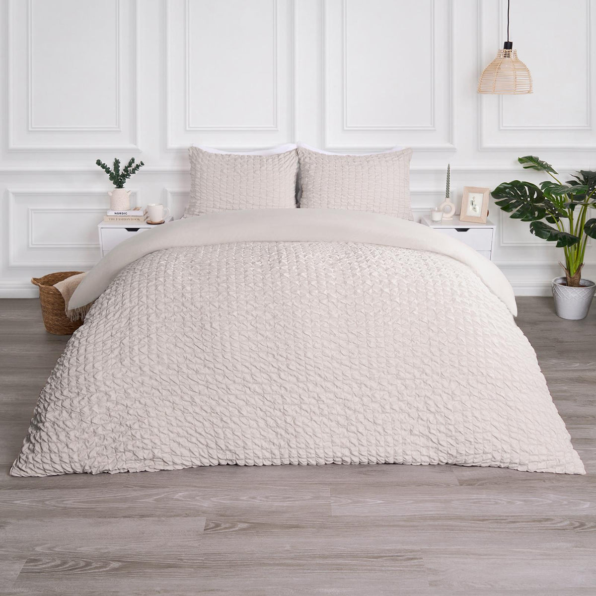 Luxury Seersucker Duvet Cover Set Geo Pillowcase Quilt Bedding Double King Size