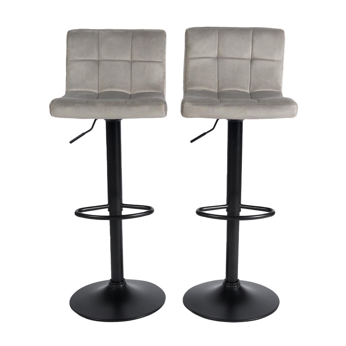 Adjustable Bar Stools x 2 Velvet Swivel Pub Seat Kitchen Breakfast Counter Chair