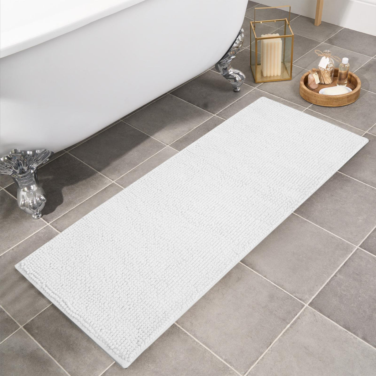 Brentfords Noodle Bath Mat Non Slip Shower Soft Highly Absorbent Chenille Shaggy