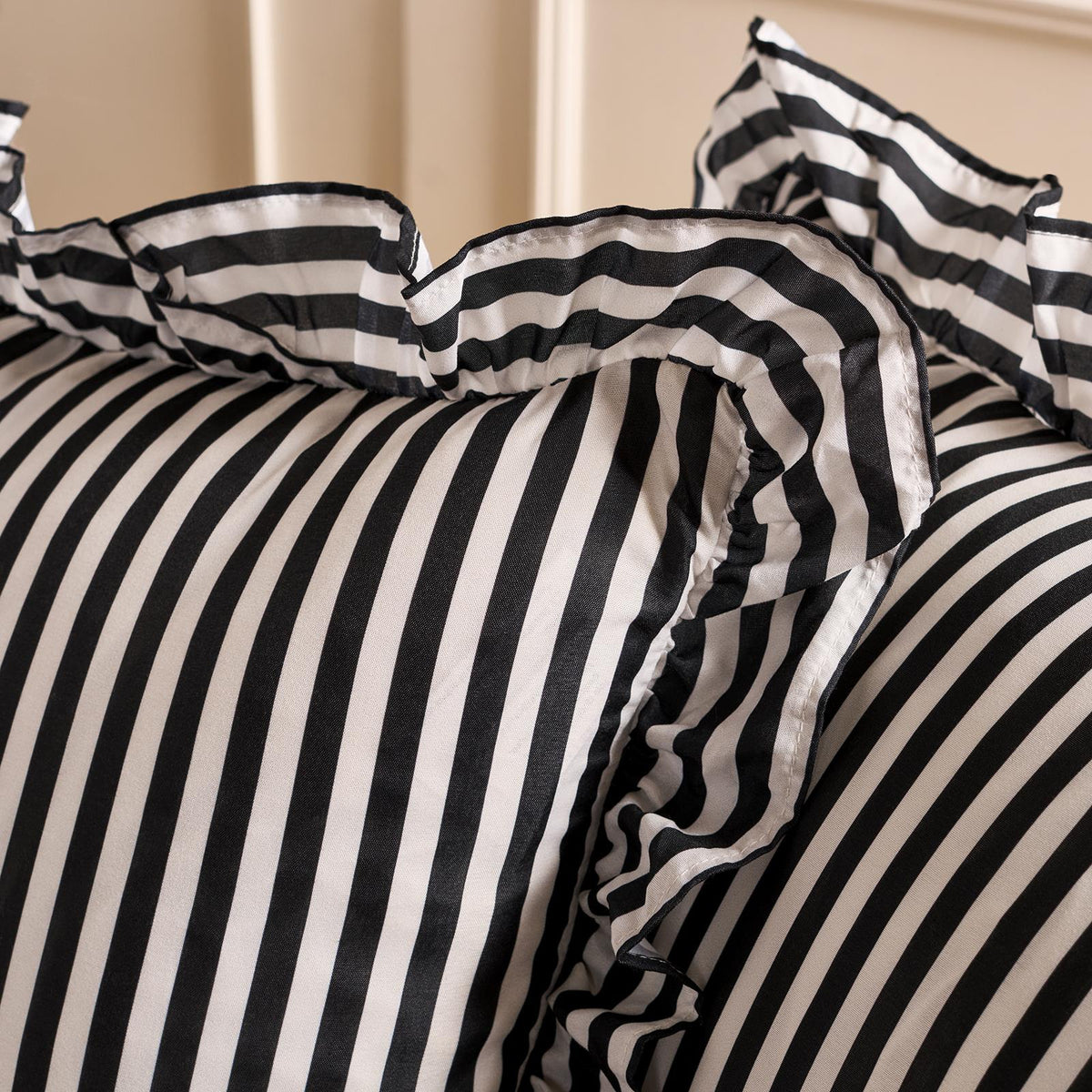 OHS Stripe Frill Cushion Covers Microfibre Square Pillowcases Home Decor