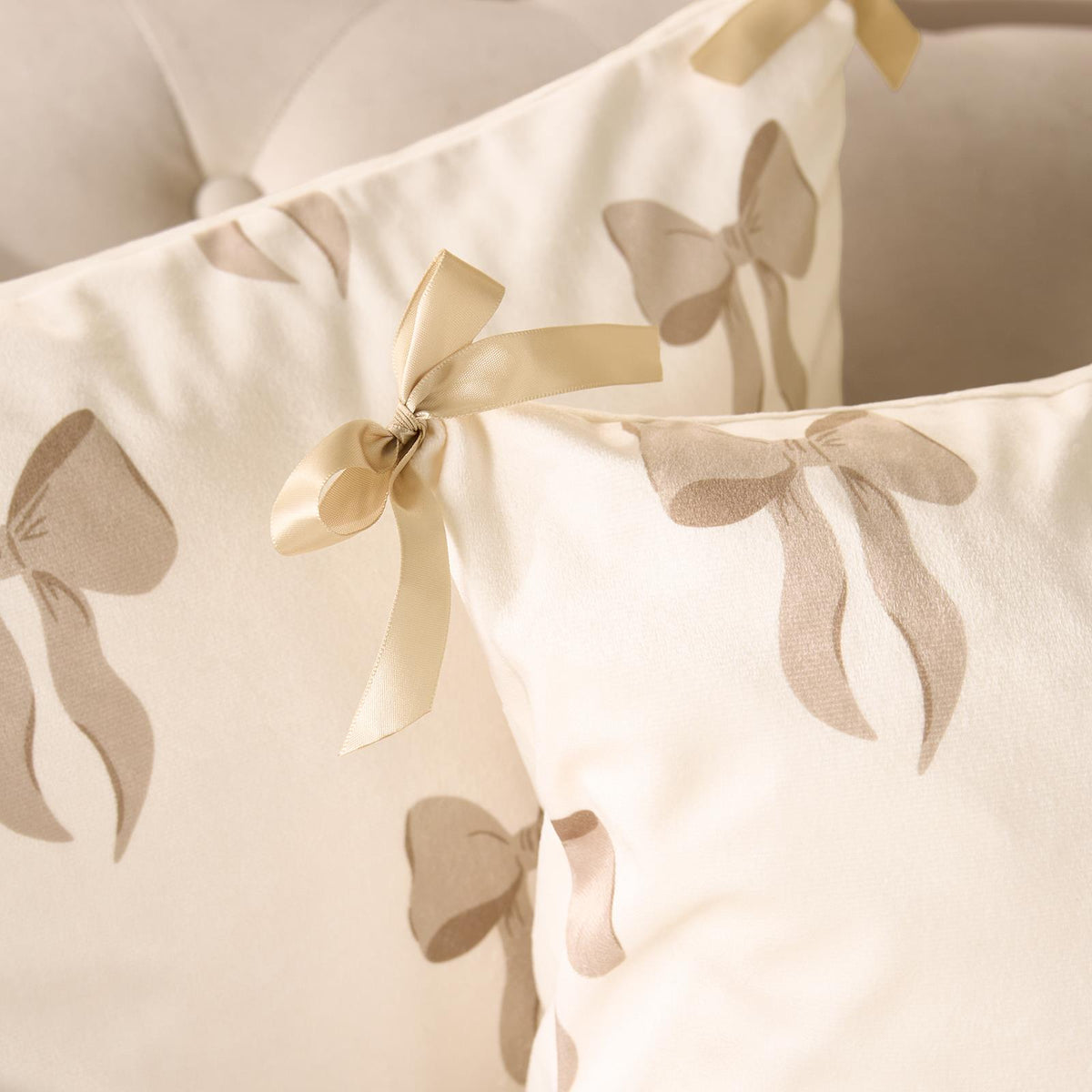 OHS Bows Cushion Covers Matte Velvet Living Room Square Pillowcases Home Decor