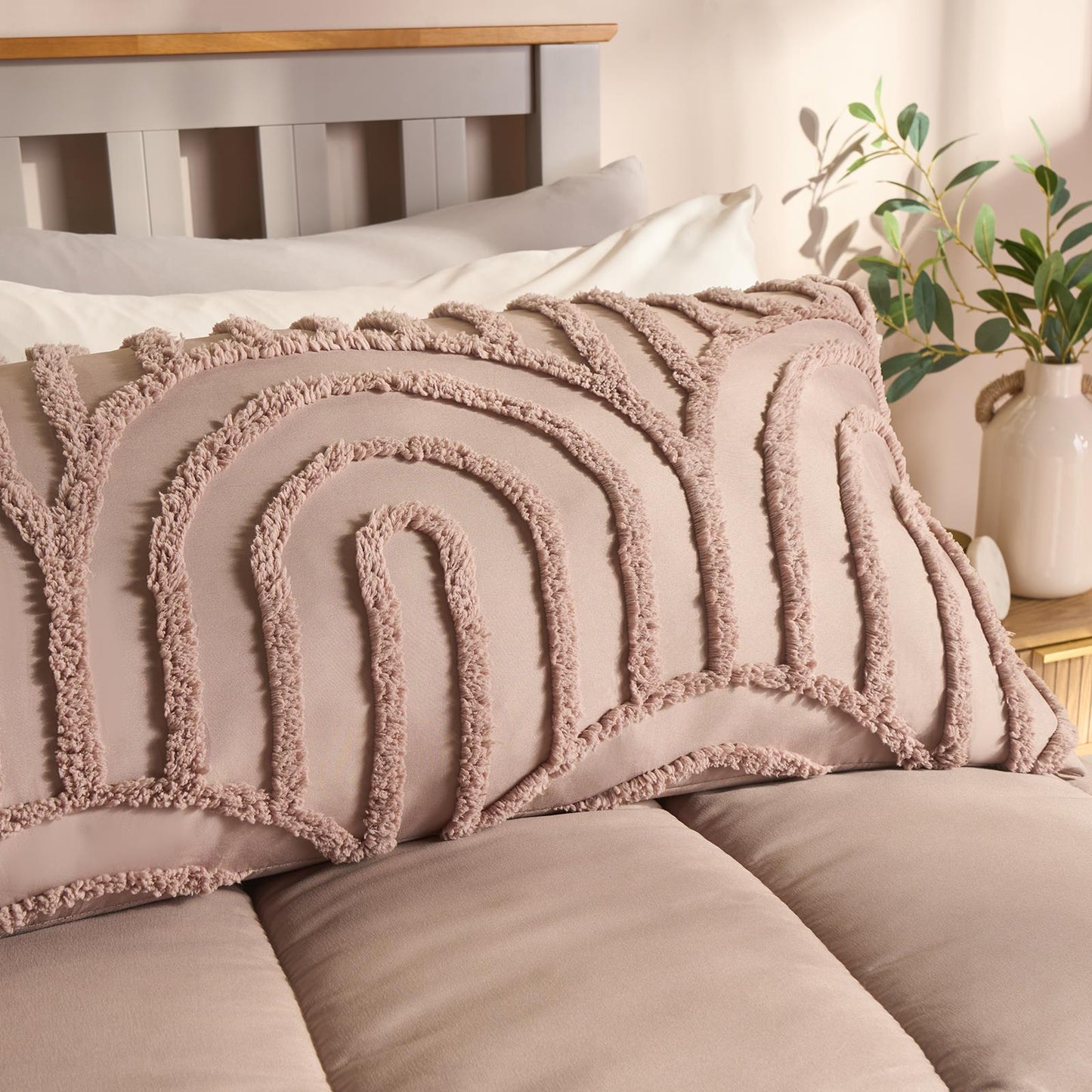 OHS Tufted Arches Bolster Cushion Fleece Soft Maternity Support Filled Pillow