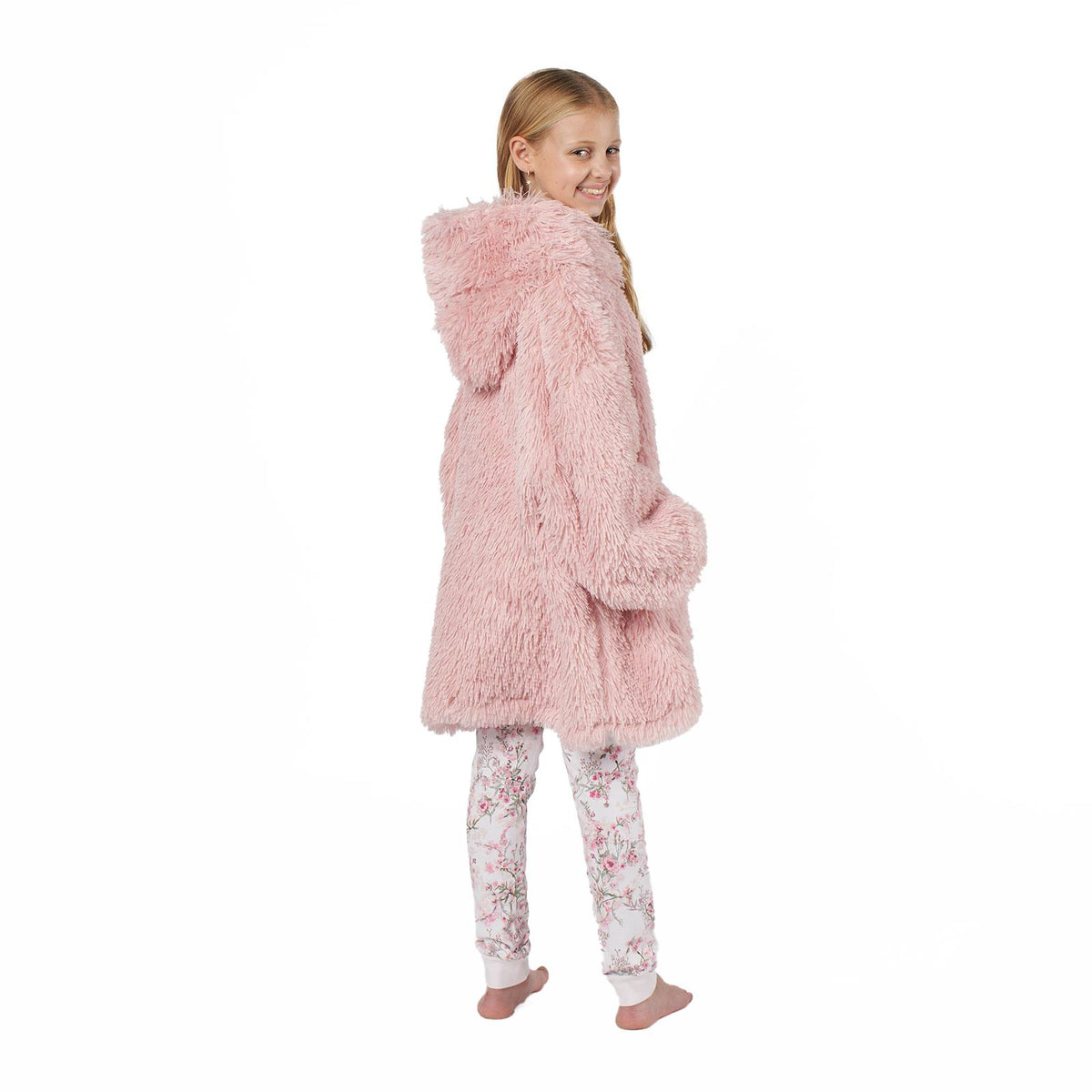Hoodie Blanket Fluffy Long Fibre Sherpa Fleece Kids Oversized Sweatshirt Throw
