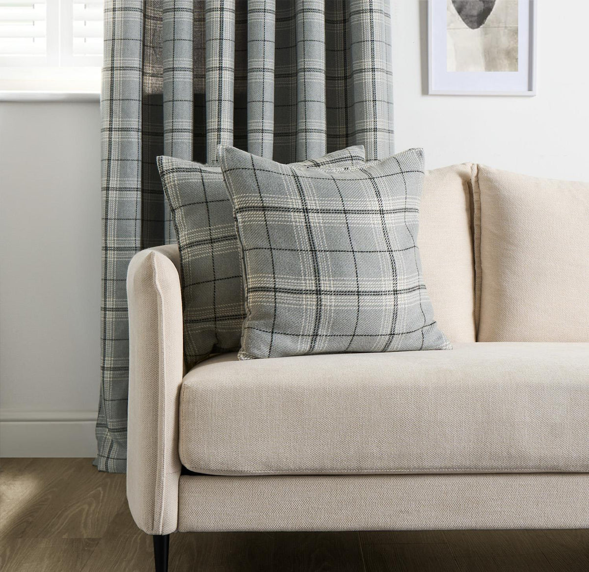 OHS Woven Check Cushion Covers 2 Pack Cases Luxury Home Decor