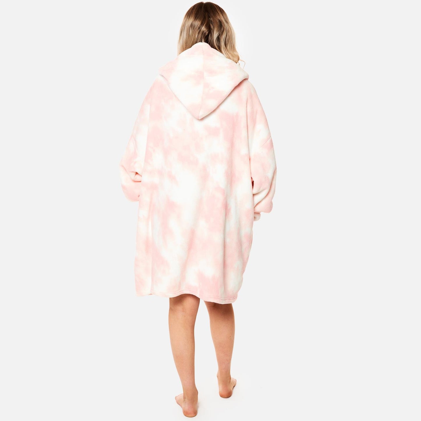OHS Oversized Sherpa Tie Dye Hoodie Zip Up Womens Sweatshirt Cardigan UK