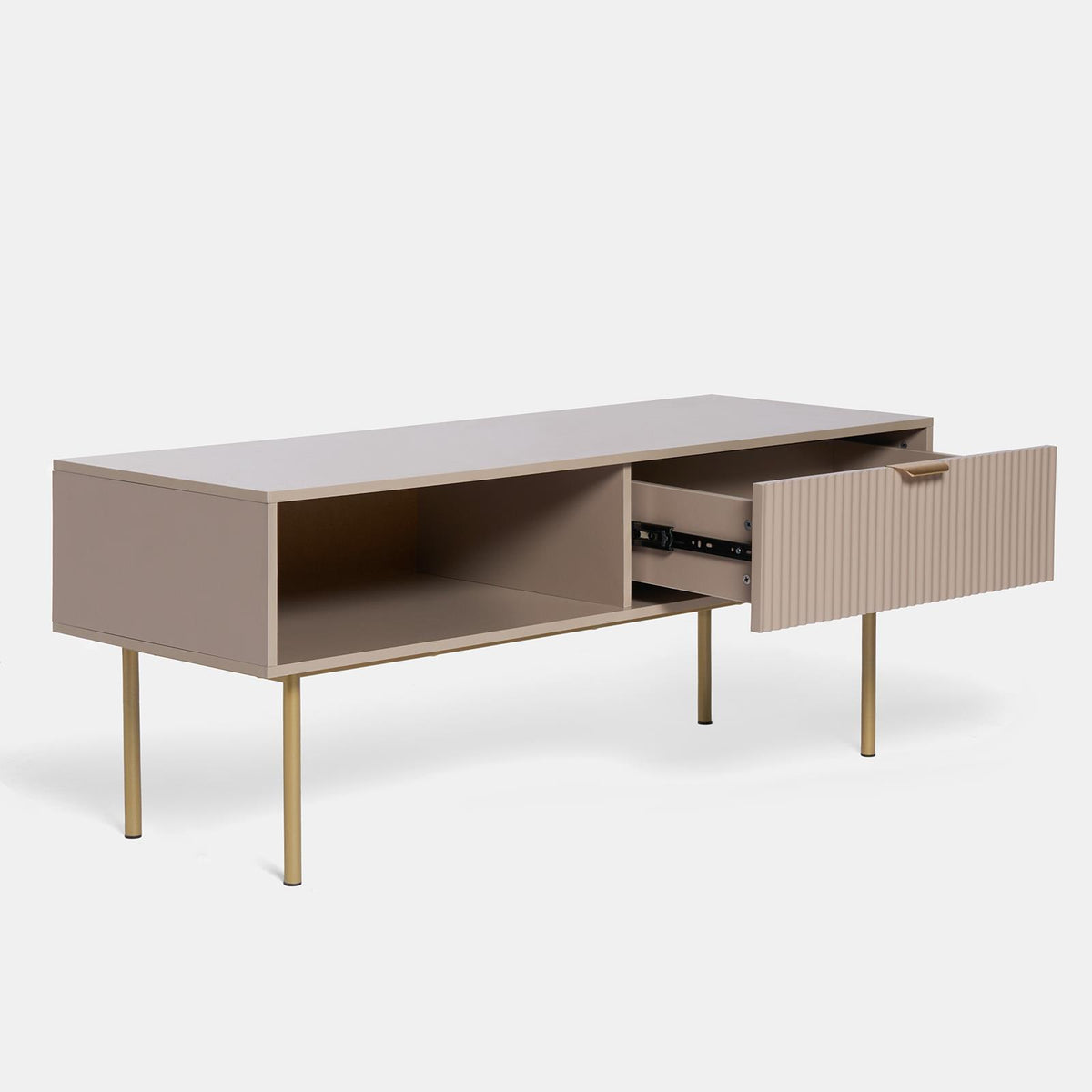 OHS Ribbed Coffee Table with Drawer Engineered Wood Shelf Storage Home Decor