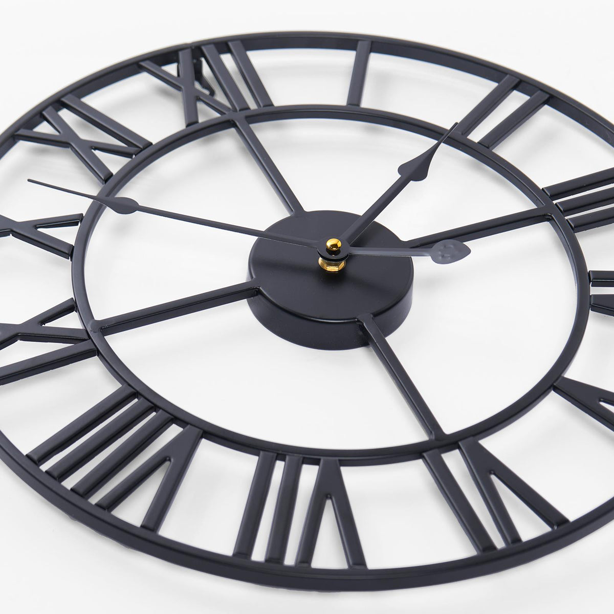 Large Wall Clock Roman Numerals Skeleton Big Open Round Face Living Room Kitchen