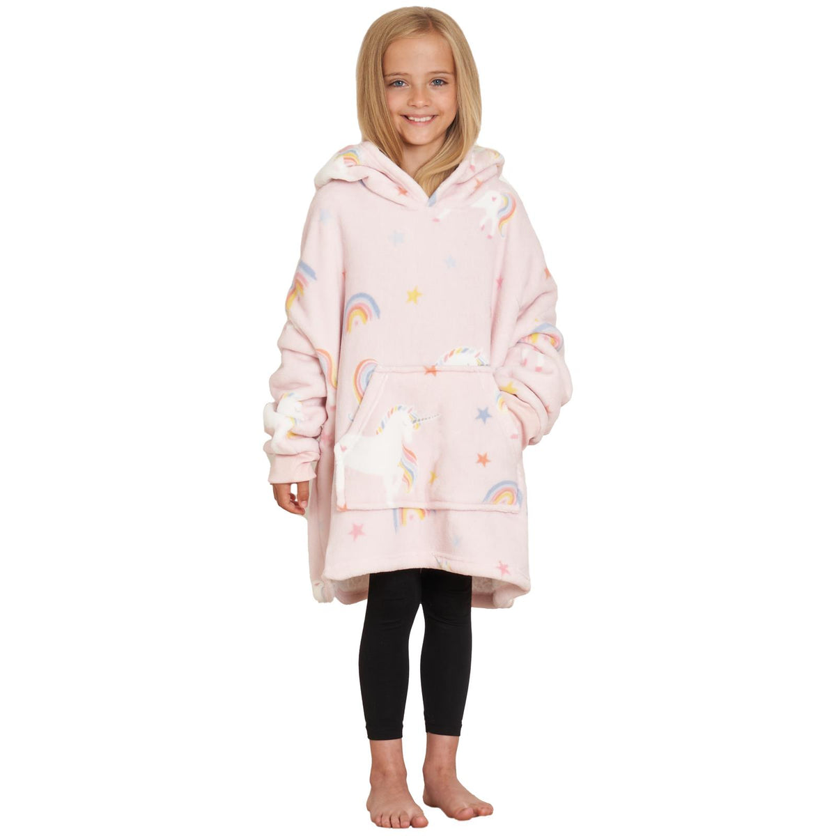 Kids Hoodie Blanket Oversized Sherpa Fleece Jumper Sweatshirt Soft Warm Throw