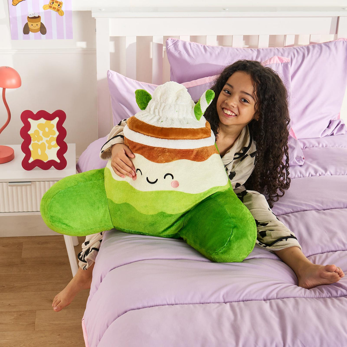 OHS Character Cuddle Cushion Soft Fleece Reading Pillow with Arms Bed Chair