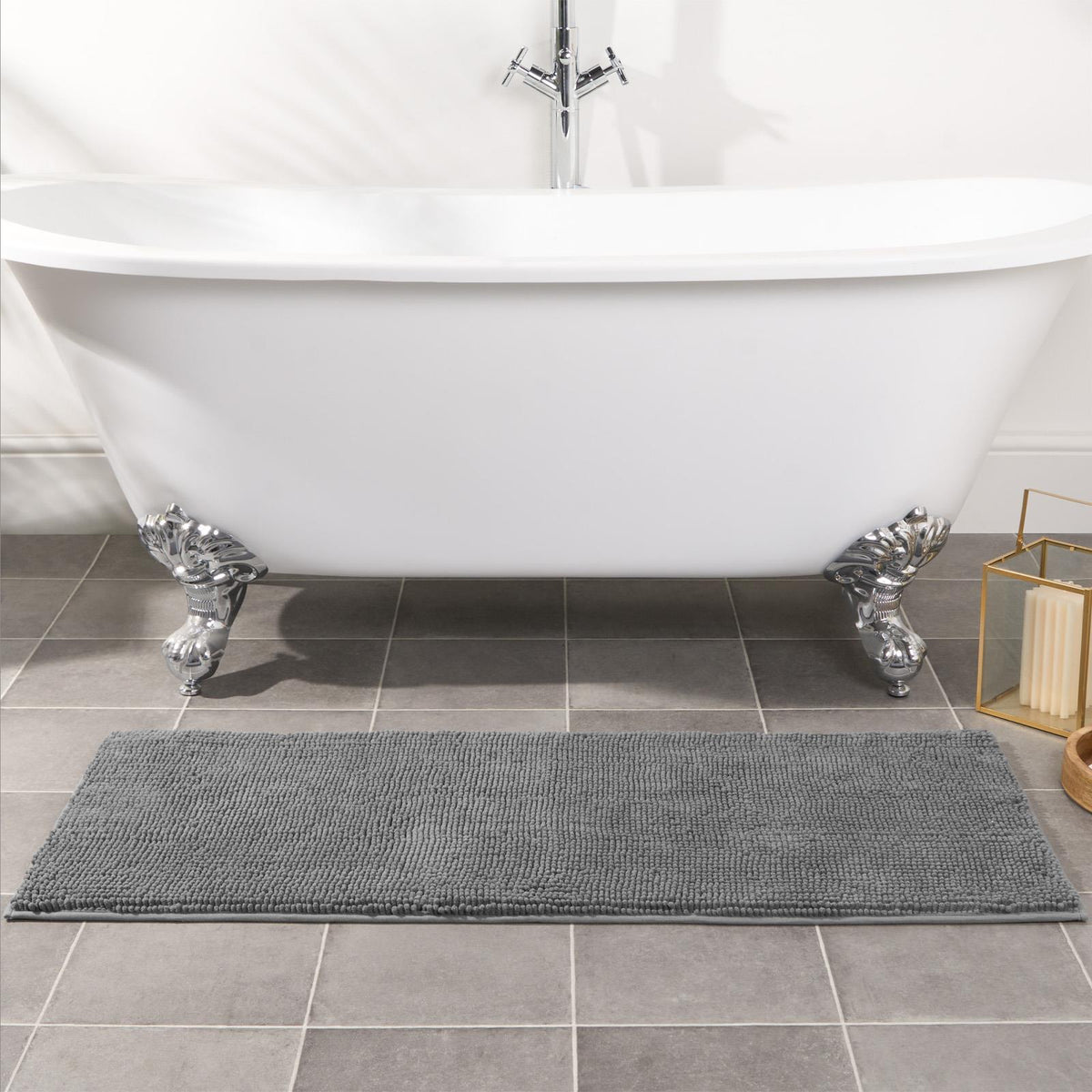 Brentfords Noodle Bath Mat Non Slip Shower Soft Highly Absorbent Chenille Shaggy