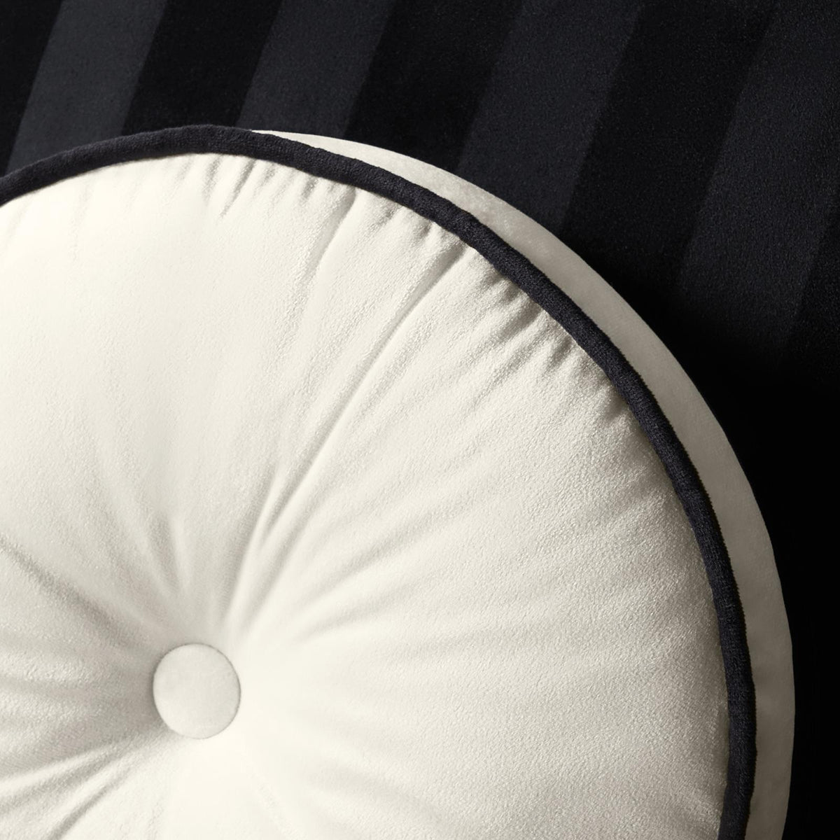 OHS Velvet Filled Cushion Round Bedroom Decor Scatter Chair Sofa Button Pillow