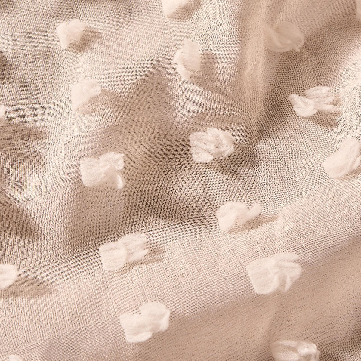 OHS Pompom Tufted Voile Net Curtains Pair 2 Window Panels Slot Top Set 55" Wide