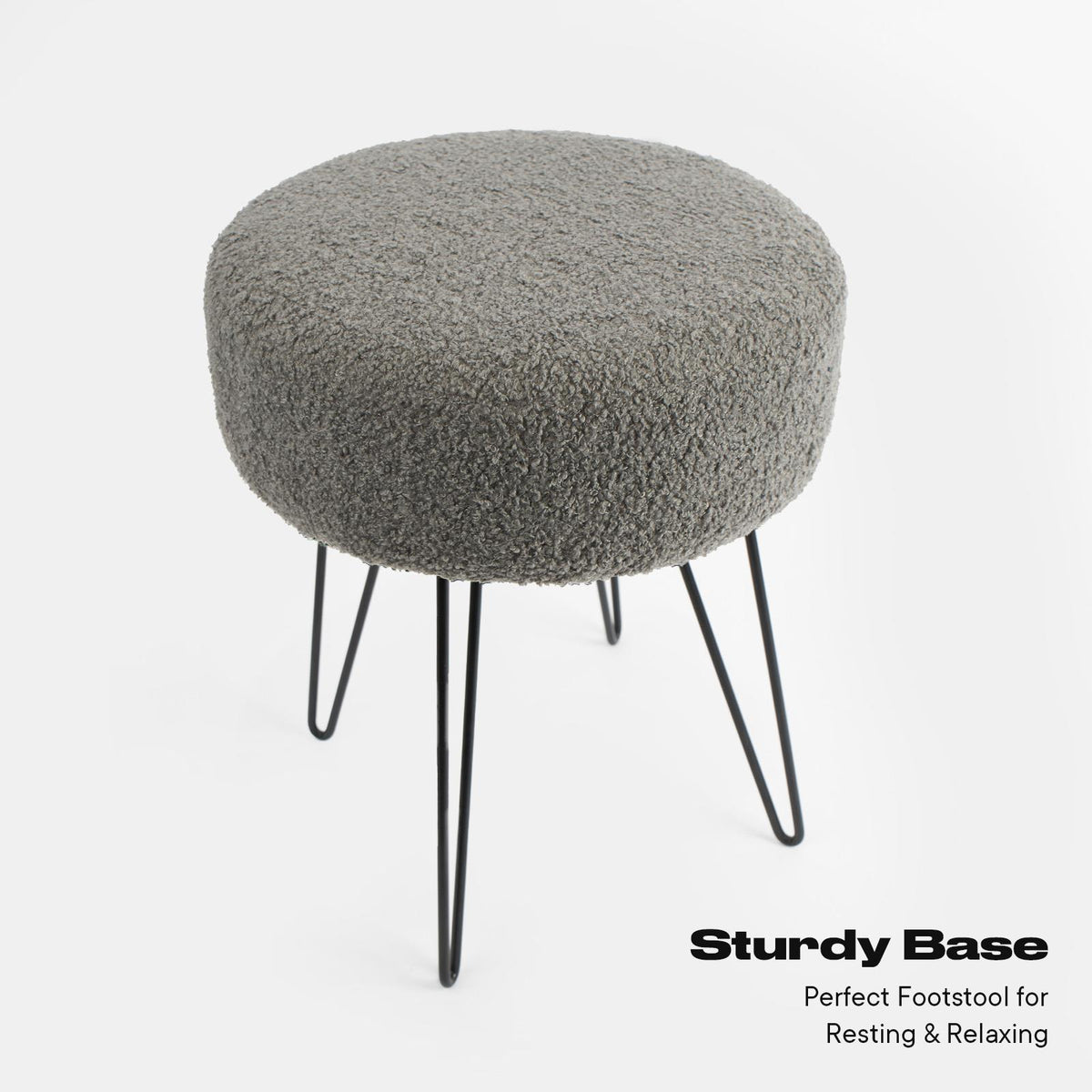 Stool Boucle Fleece Chair Dressing Table Vanity Seat Pouffe Home Spa Foot Rest