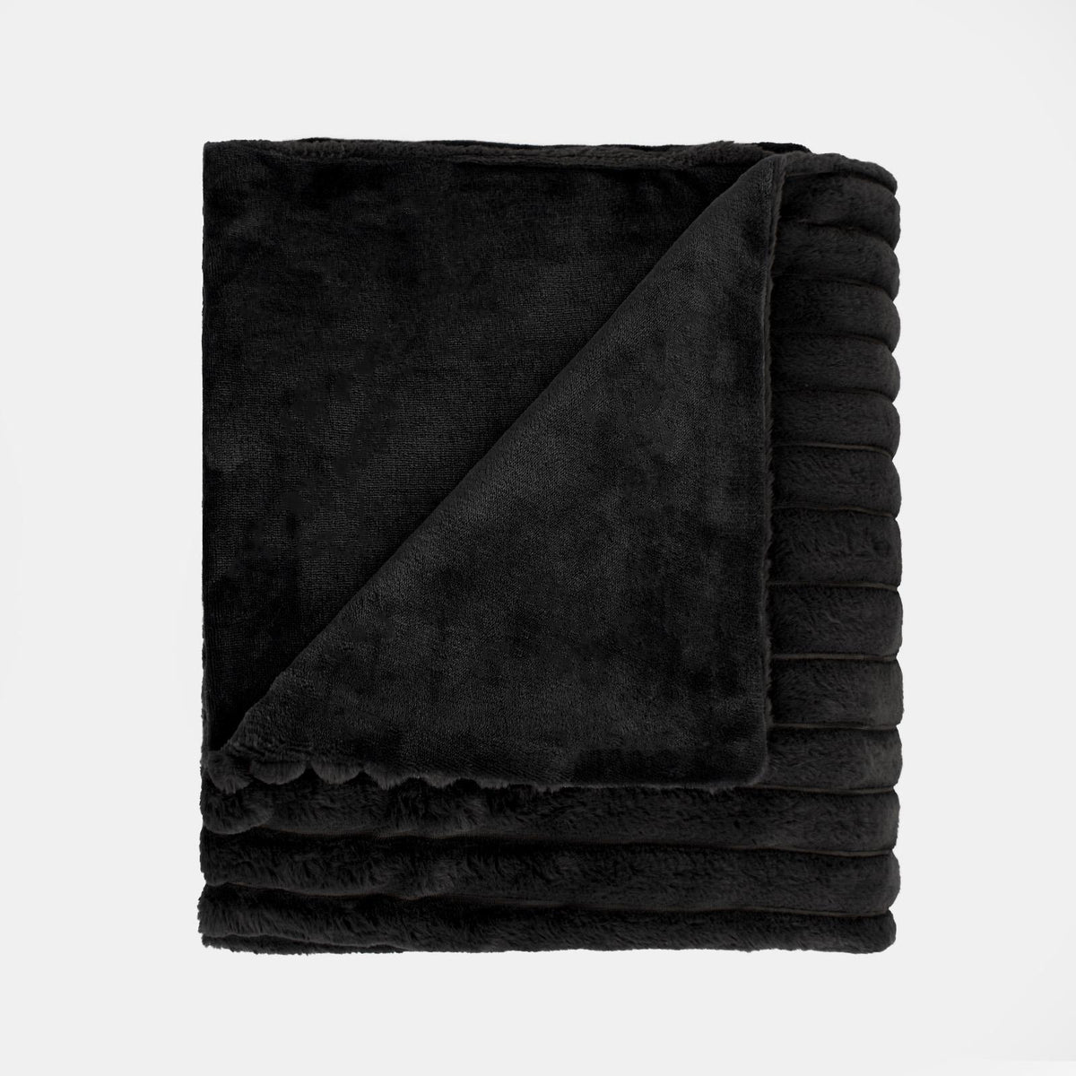 OHS Faux Fur Ribbed Fleece Throw Over Bed Blanket Warm Supersoft