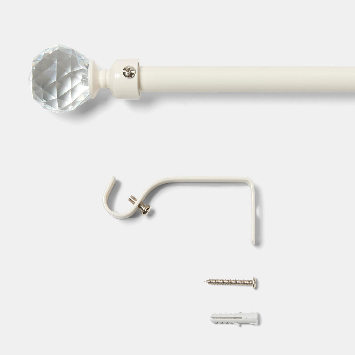 OHS 120-200cm Curtain Pole Extendable Metal 16mm Ball Trumpet Twist Finnials