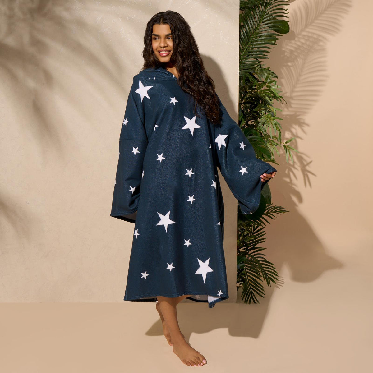 OHS Star Poncho Towel Hooded Swimming Adult Dry Changing Robe Beach Bath