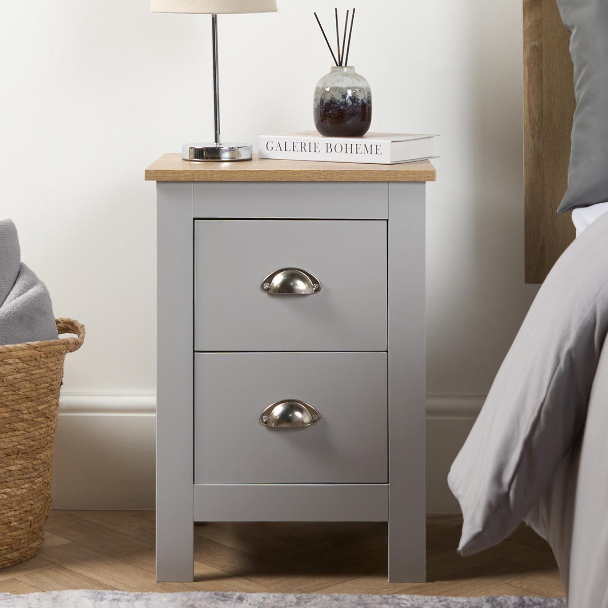 OHS Chicago Bedside Table 2/3 Drawer Hallway Cabinet Nightstand Unit Home Decor