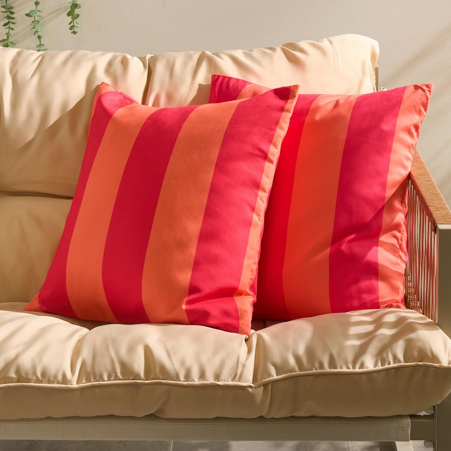 OHS Stripe Garden Cushion Covers 2 Pack Water Resistant Outdoor Indoor