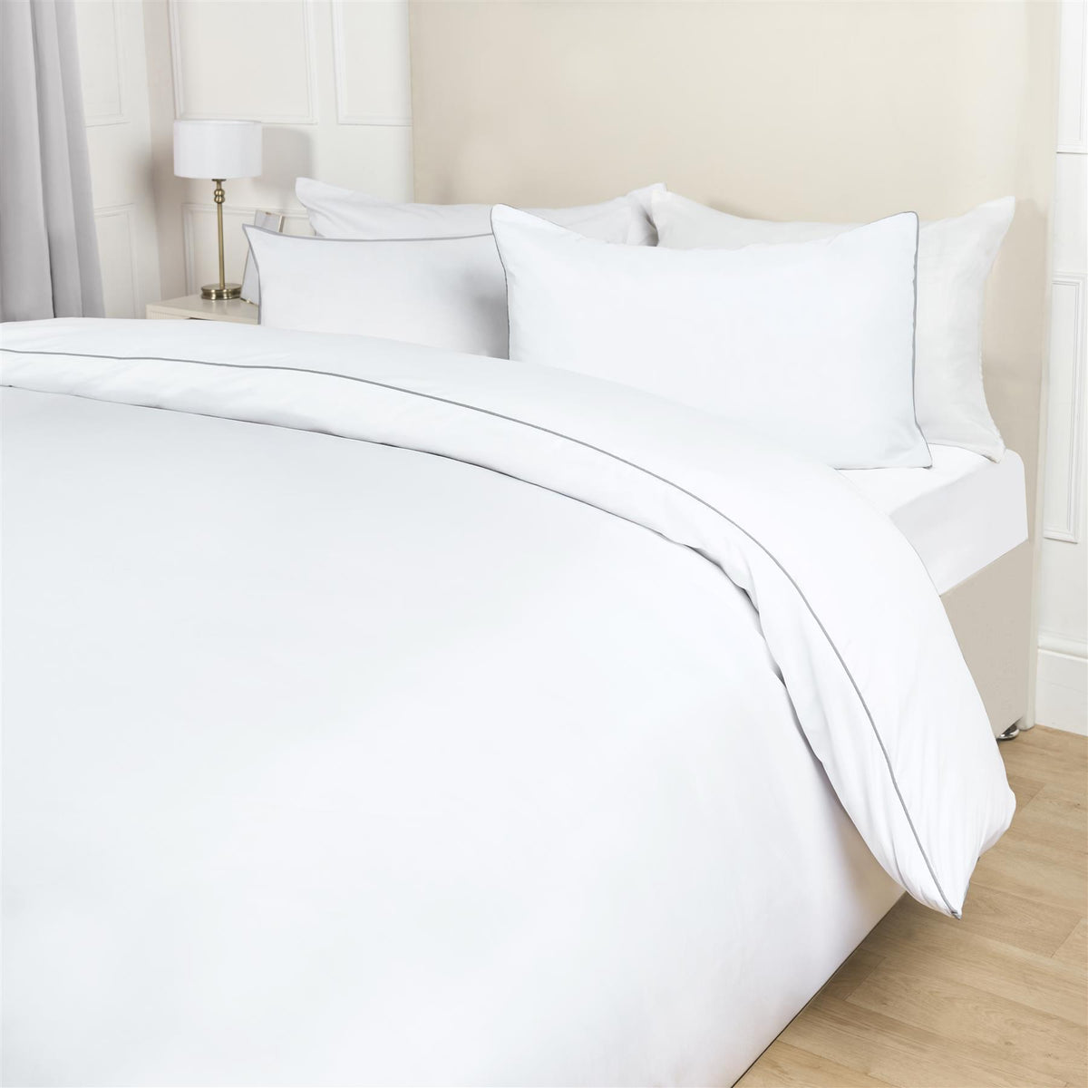 OHS Piped Edge Duvet Cover Set Soft Quilt Pillowcase Bedding Double King Size