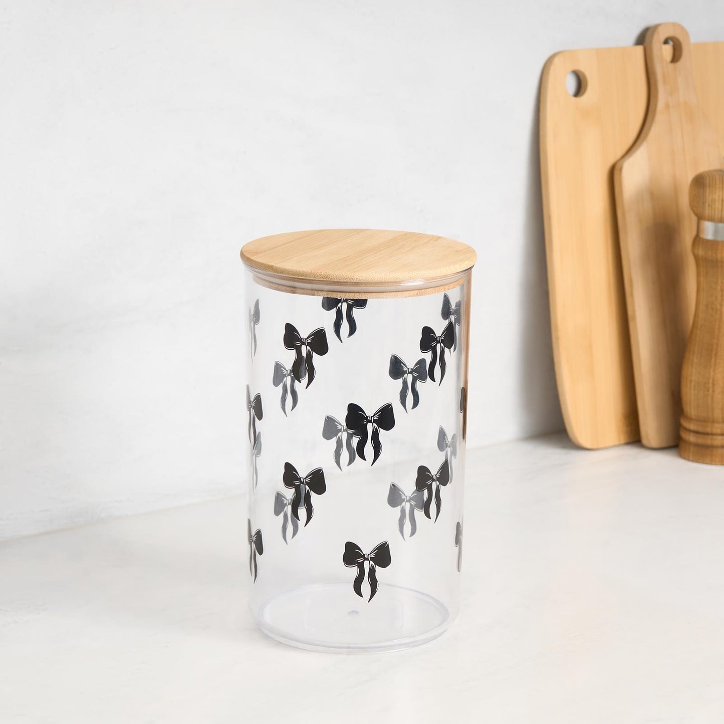 OHS Bows Food Container Airtight Bamboo Lid BPA-Free Plastic Kitchen Storage Jar