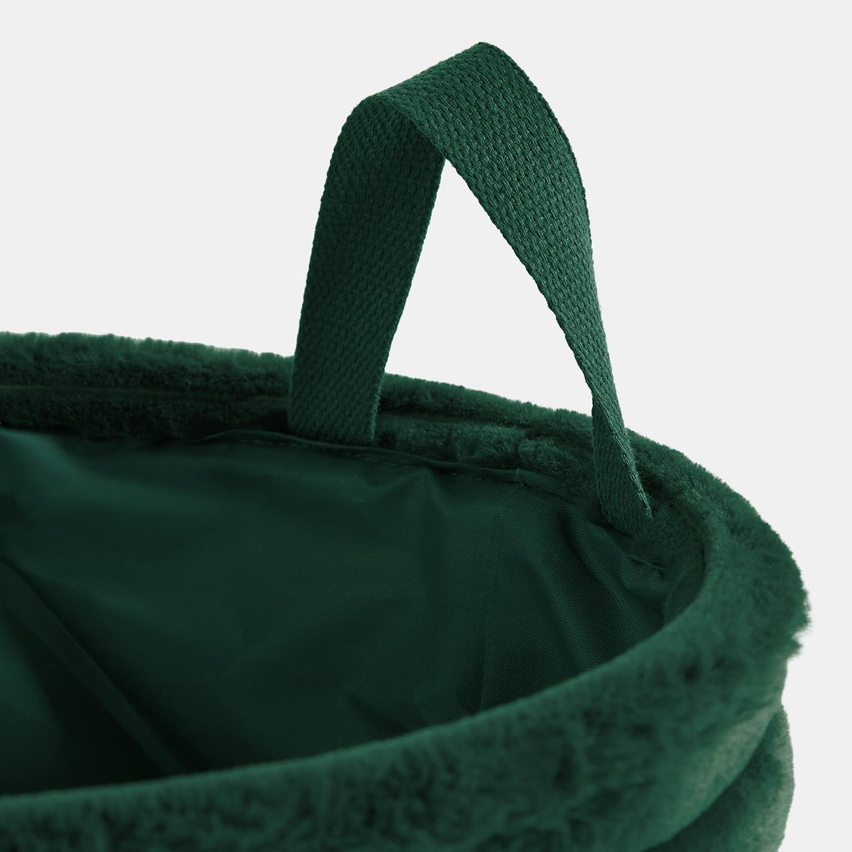 OHS Ribbed Storage Basket with Handles Faux Fur Compact Bucket Organiser