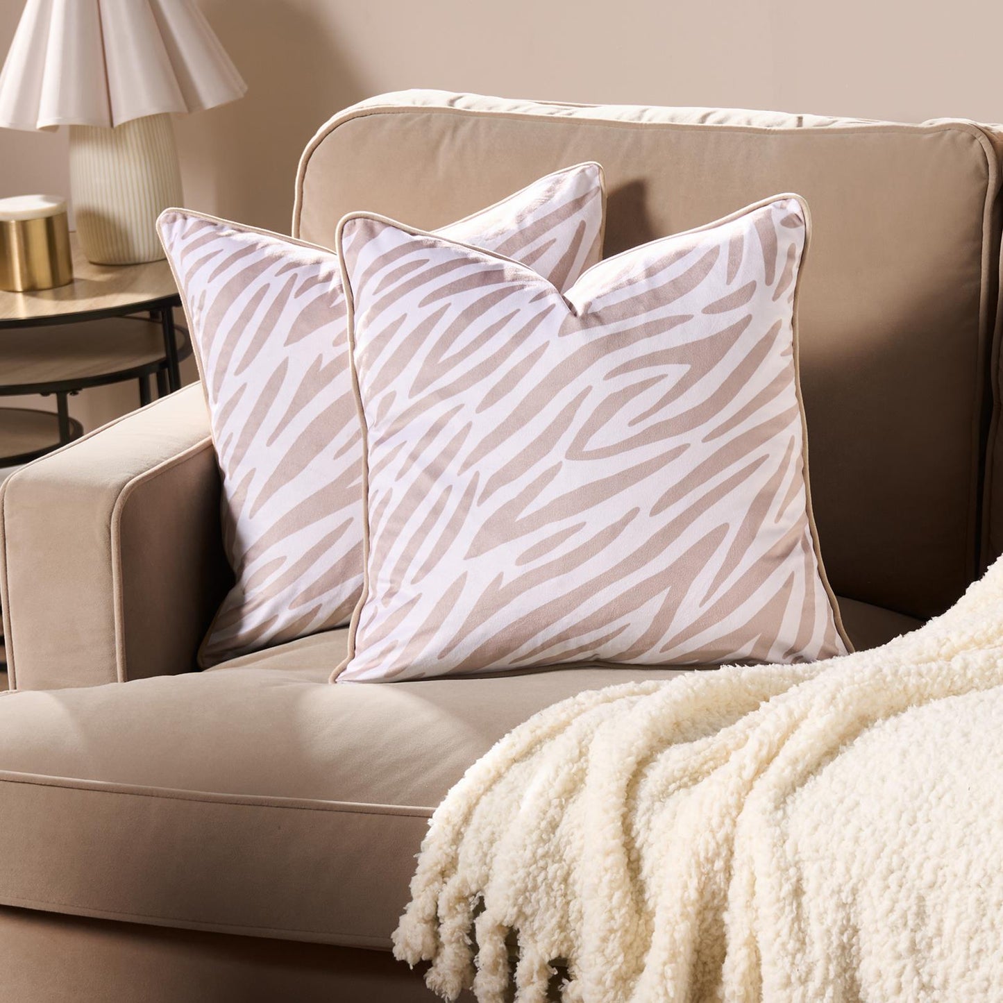 OHS Zebra Print Cushion Covers Matte Velvet Soft Luxury Square Pillowcases