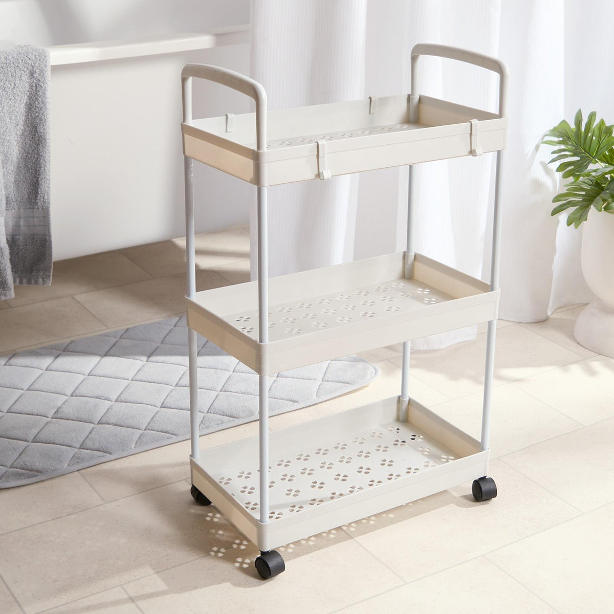 OHS Trolley Cart 3 Tier Roll Bathroom Storage Portable Kitchen Home Organiser