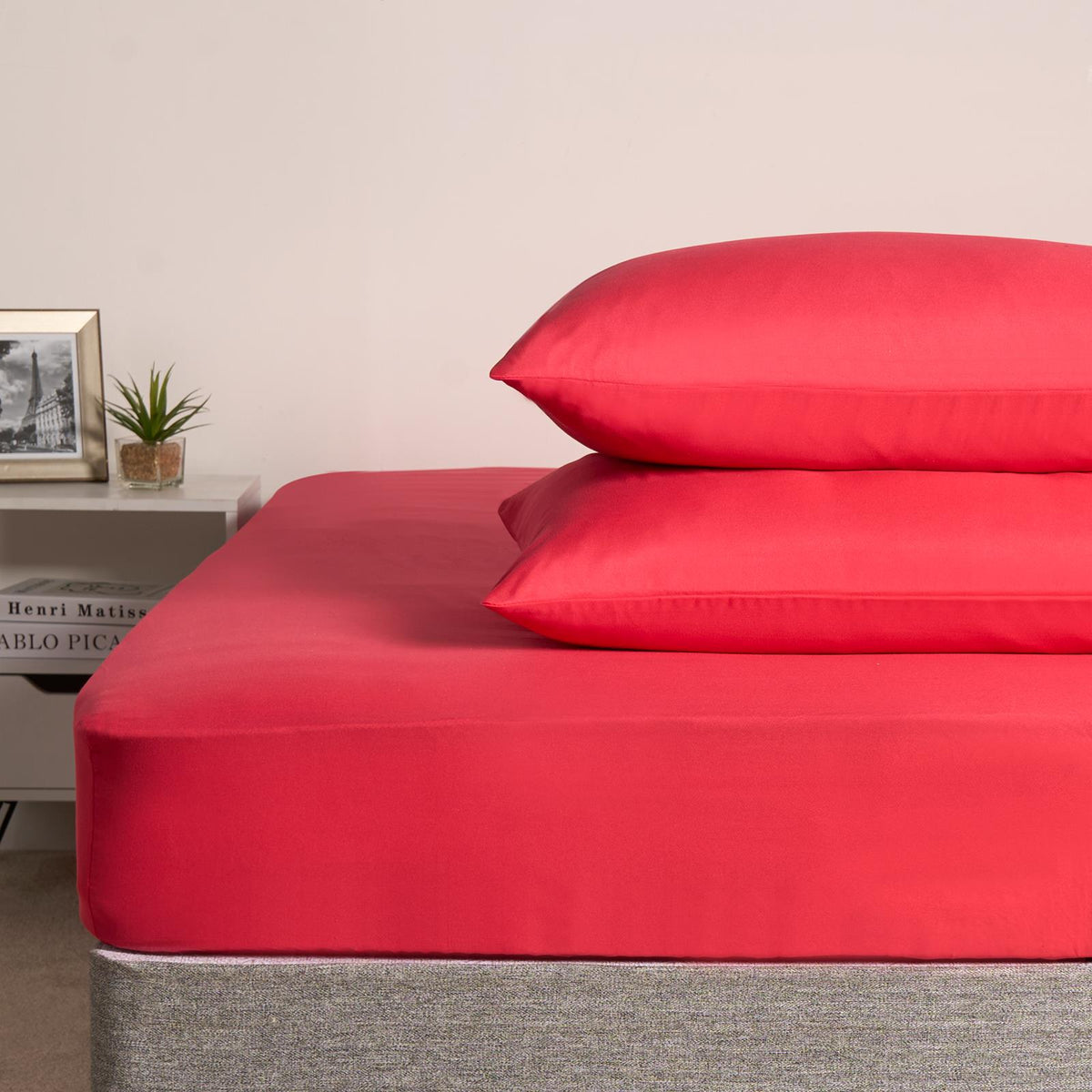OHS Plain Duvet Cover & Pillowcase Reversible Bedding Set OR Fitted Sheet