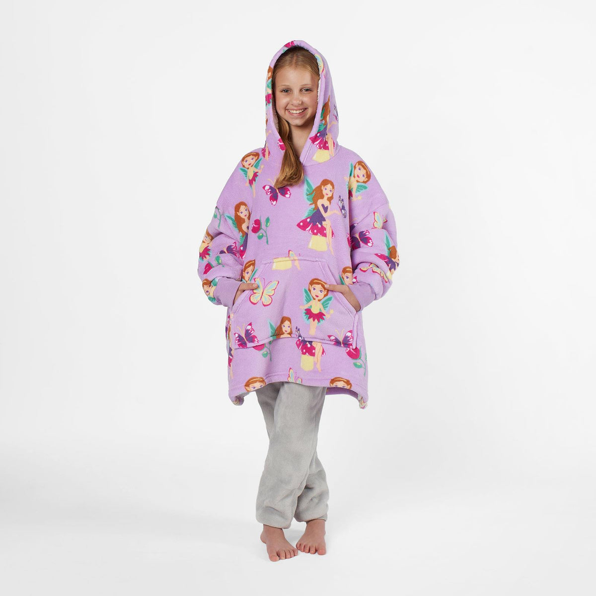 Kids Hoodie Blanket Oversized Sherpa Fleece Jumper Sweatshirt Soft Warm Throw
