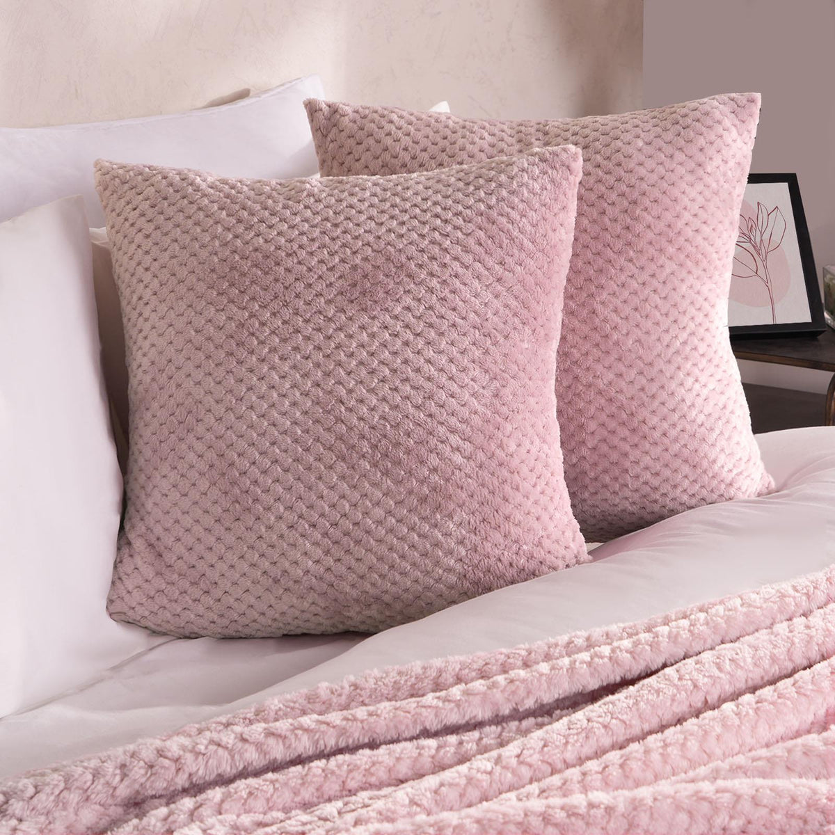 OHS Waffle Fleece Cushion Covers 2/4 Pack Soft Filler Decor