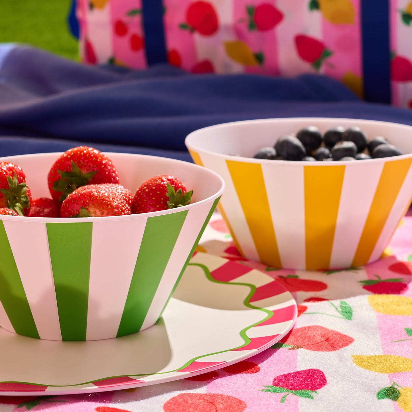 OHS Printed Picnicware Wine Cooler OR Picnic Blanket OR Bag Plates Bowls Glasses