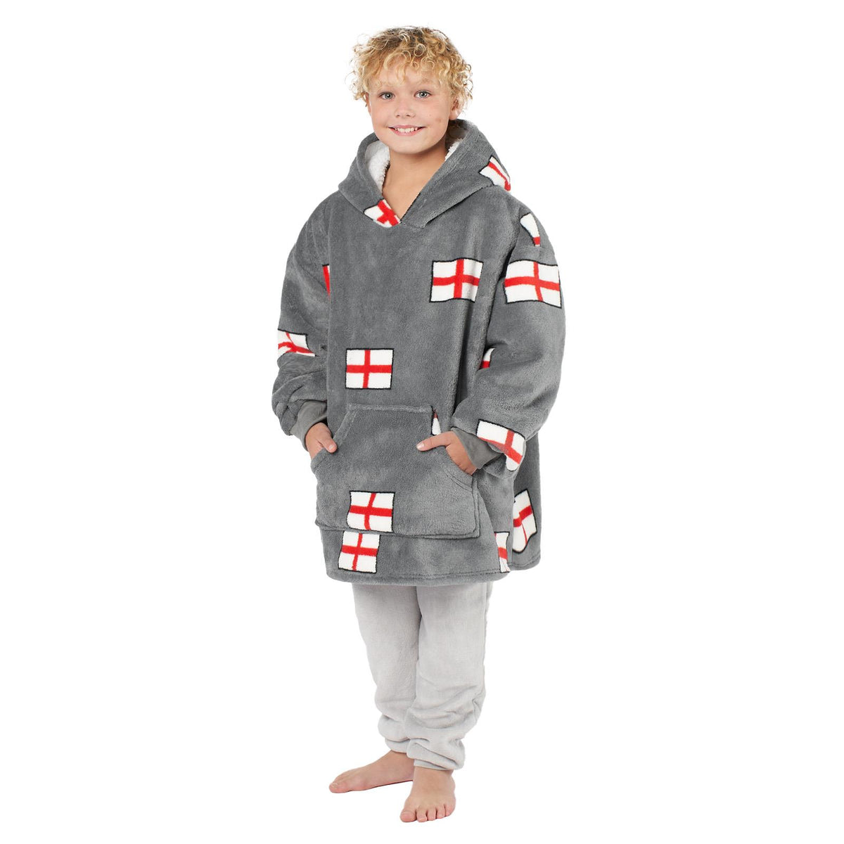 Kids Hoodie Blanket Oversized Sherpa Fleece Jumper Sweatshirt Soft Warm Throw