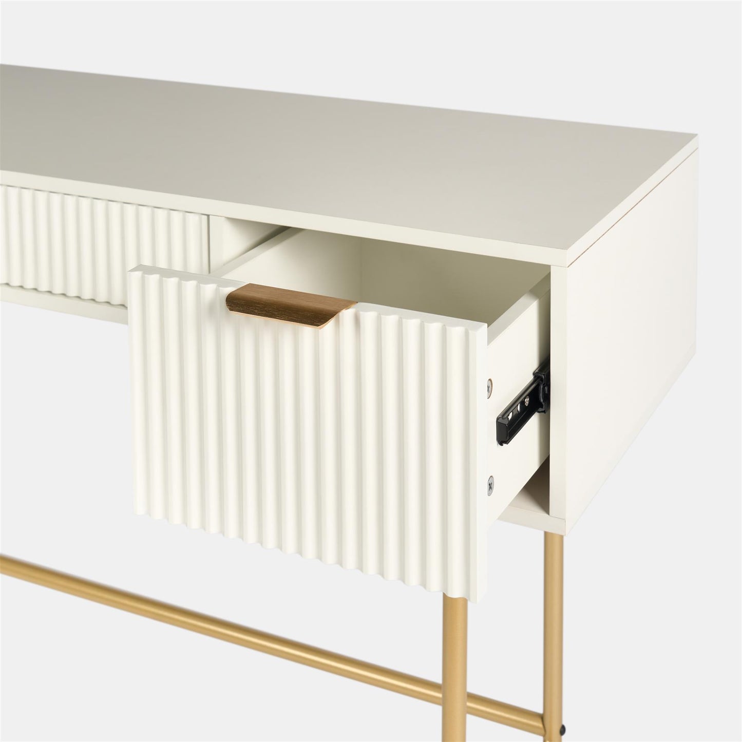 OHS Ribbed Dressing Table Engineered Wood Makeup Vanity Desk with 3 Drawers