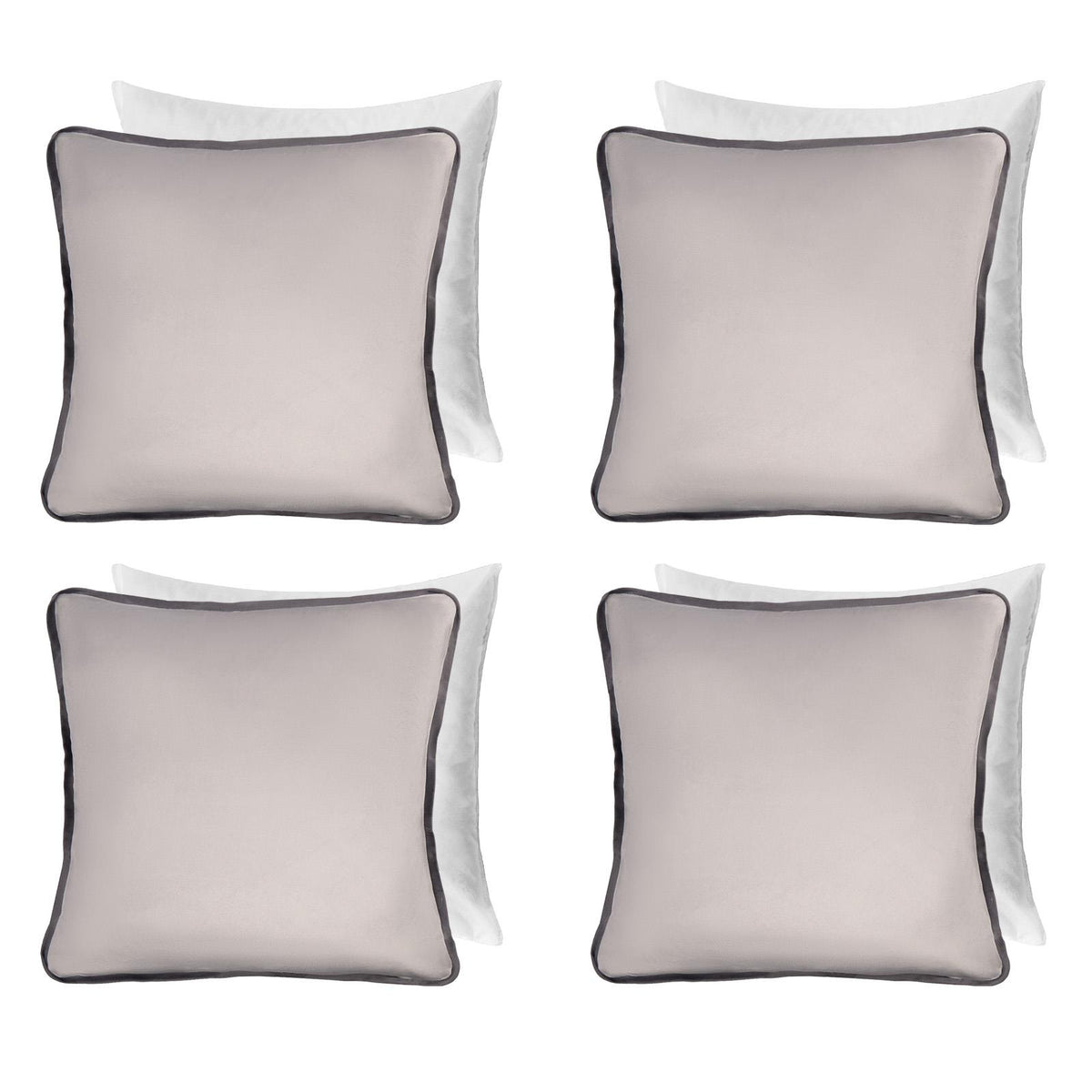 OHS Piped Edge Cushion Covers Matte Velvet Soft Luxury 2/4 Square Pillowcases