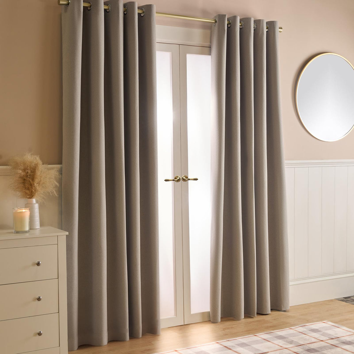 OHS Eyelet Blackout Curtains Woven Ready Made Ring Top Thermal Texture Thick