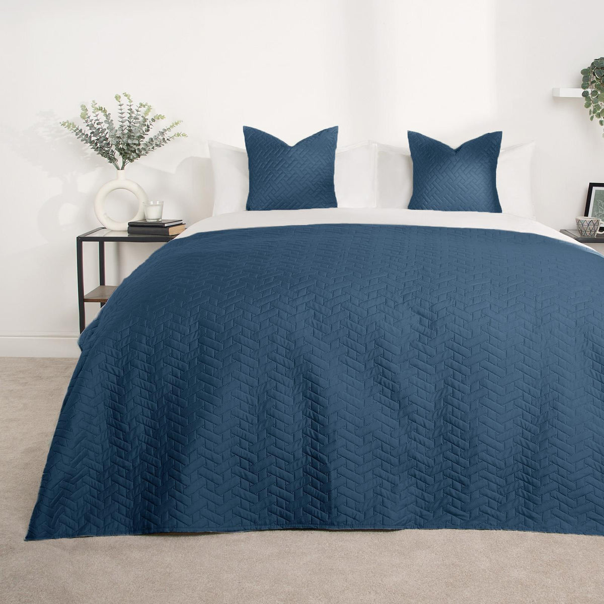 Brentfords Geo Quilted Bedspread Blanket Pinsonic Throw Large Sofa Bed Comforter