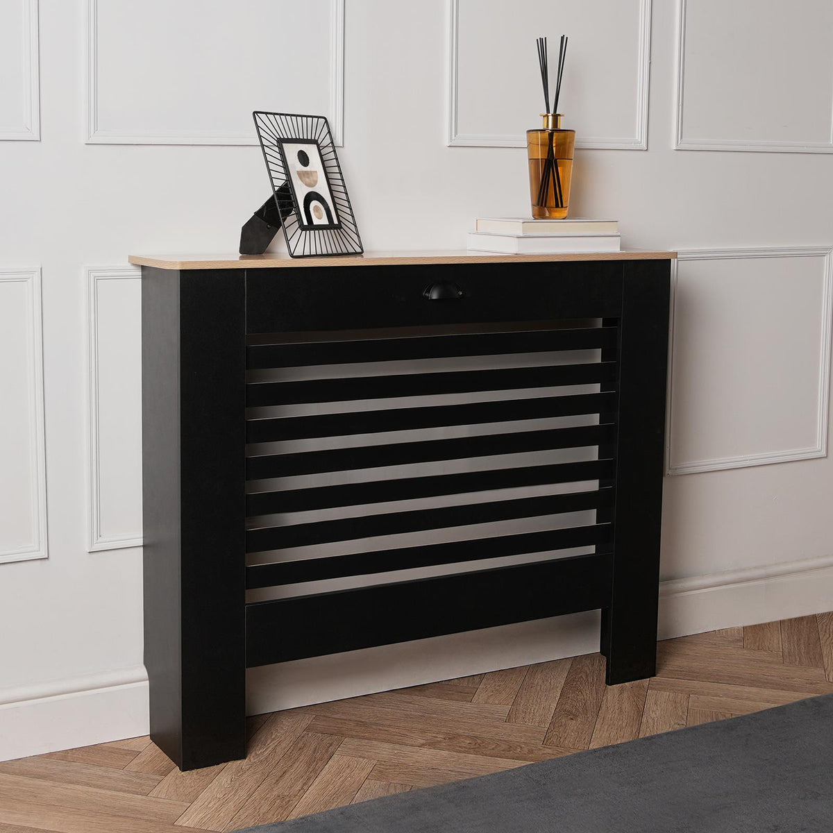 OHS Wood Radiator Cover MDF Side Board S M L Cabinet Shelf Hallway Furniture