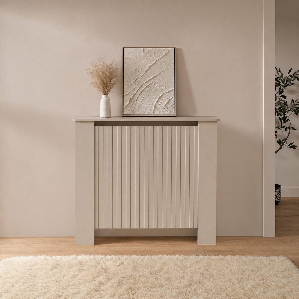 OHS Ribbed Radiator Cover Slatted Engineered Wood Side Board S M L Cabinet Shelf