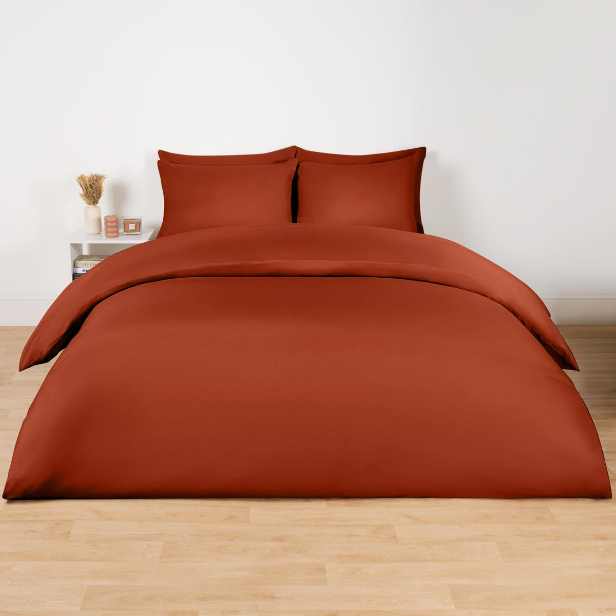 OHS Plain Duvet Cover & Pillowcase Reversible Bedding Set OR Fitted Sheet