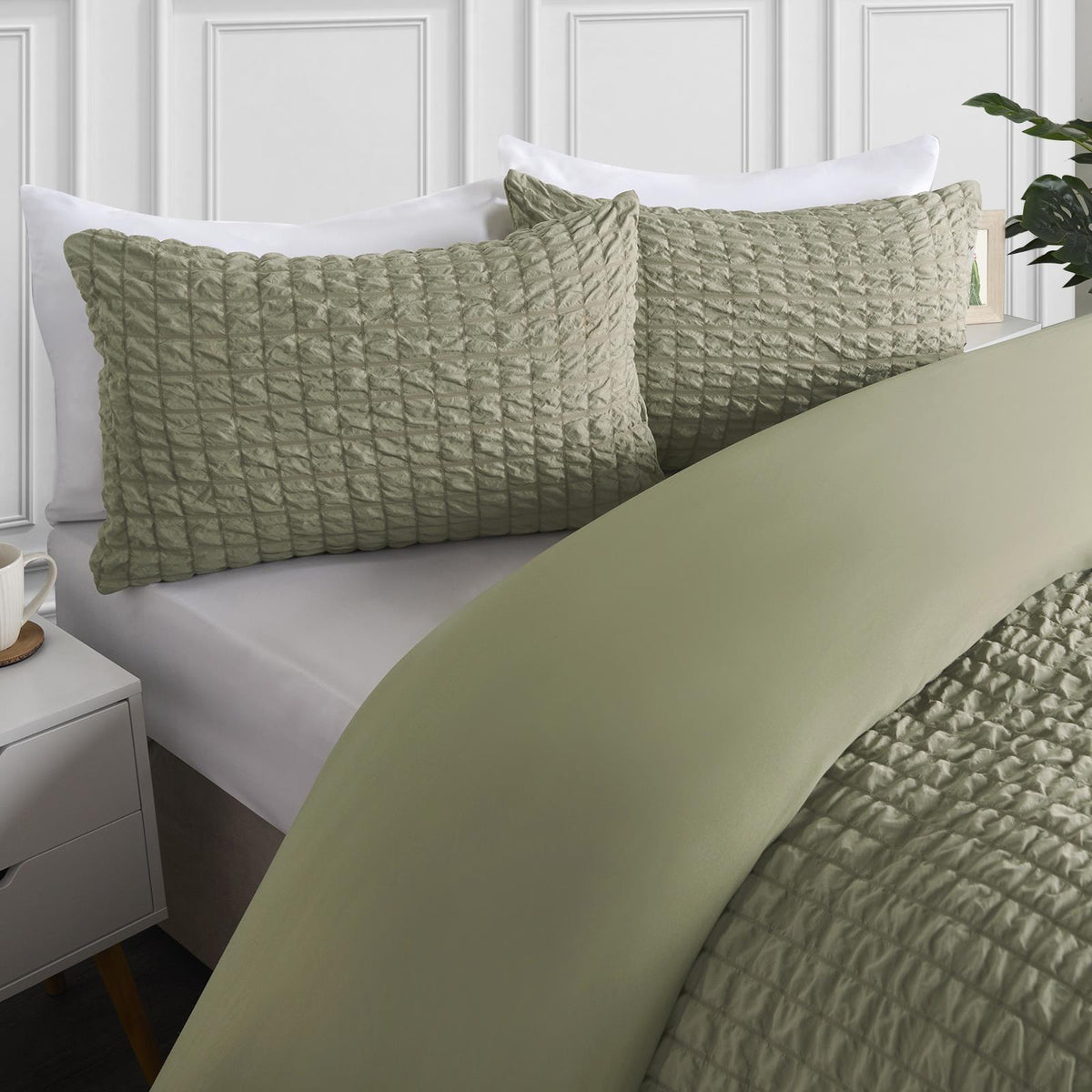 Luxury Seersucker Duvet Cover Set Geo Pillowcase Quilt Bedding Double King Size