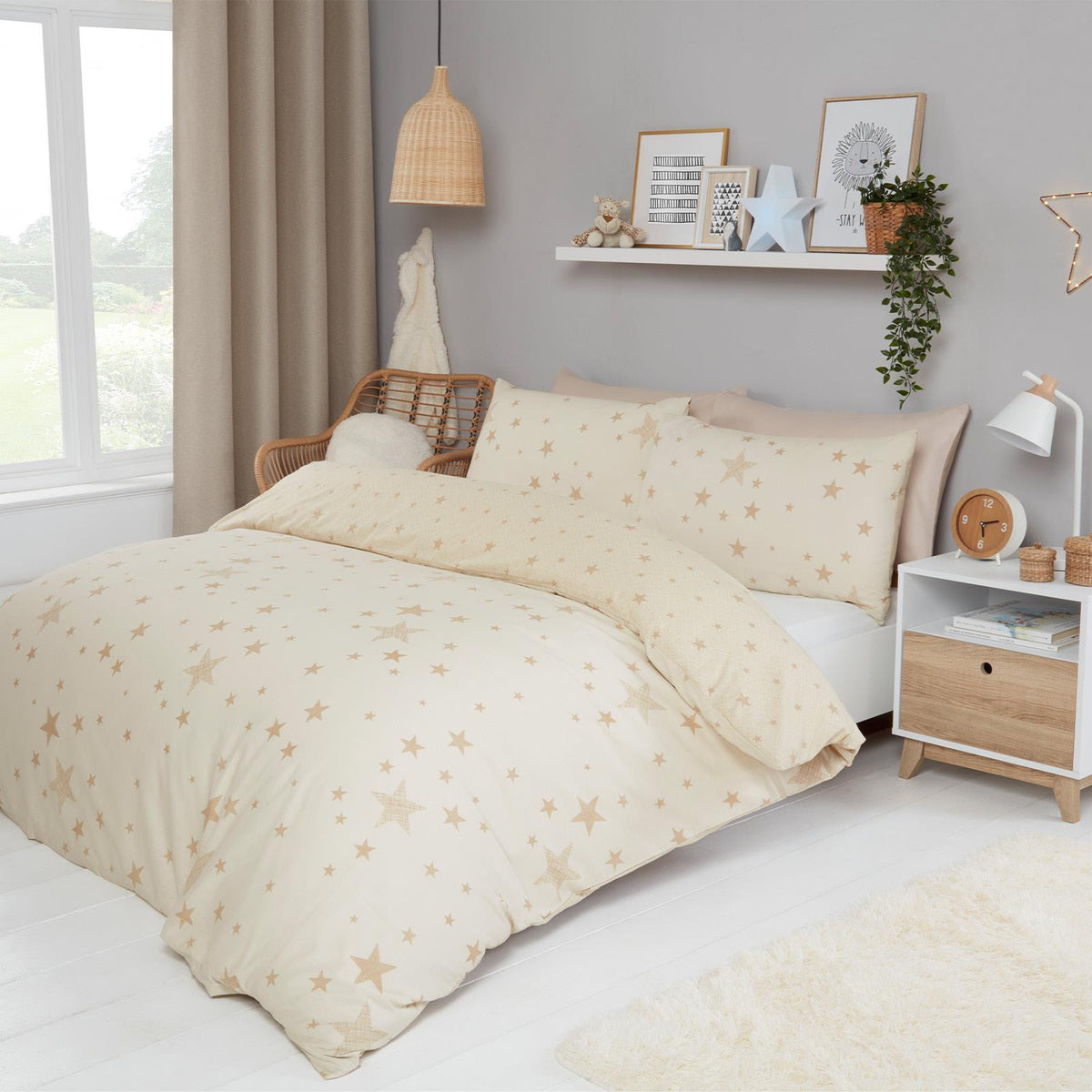 Dreamscene Galaxy Stars Duvet Cover with Pillowcase Kids Bedding Set Silver Grey
