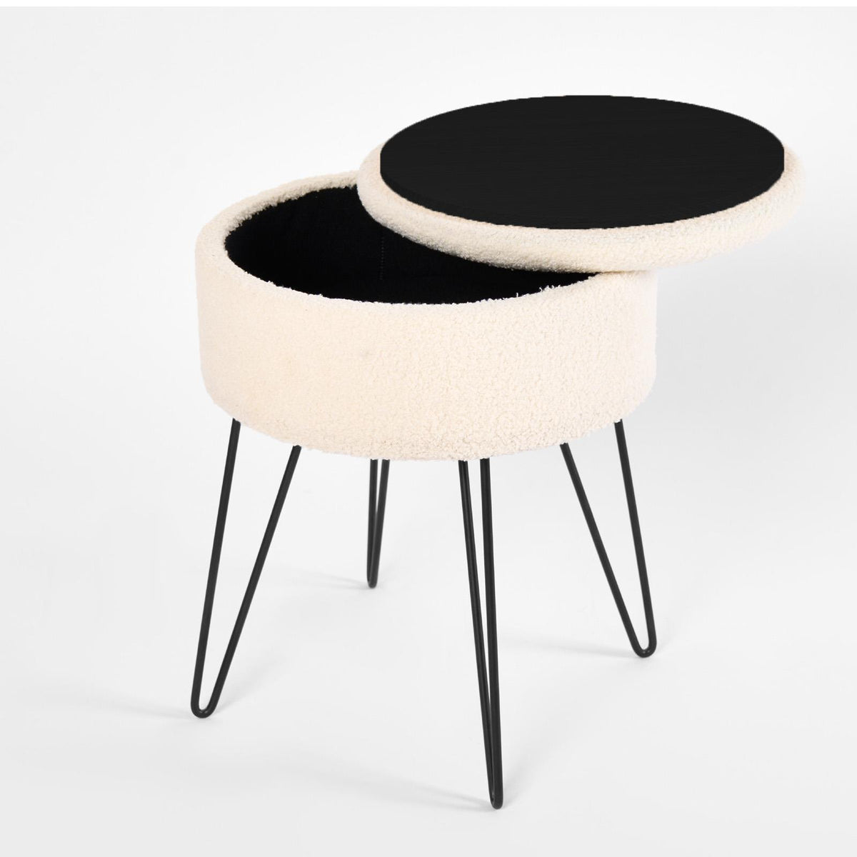 Foot Stool Storage Seat Chair Dressing Table Vanity Pouffe Ottoman Boucle Fleece