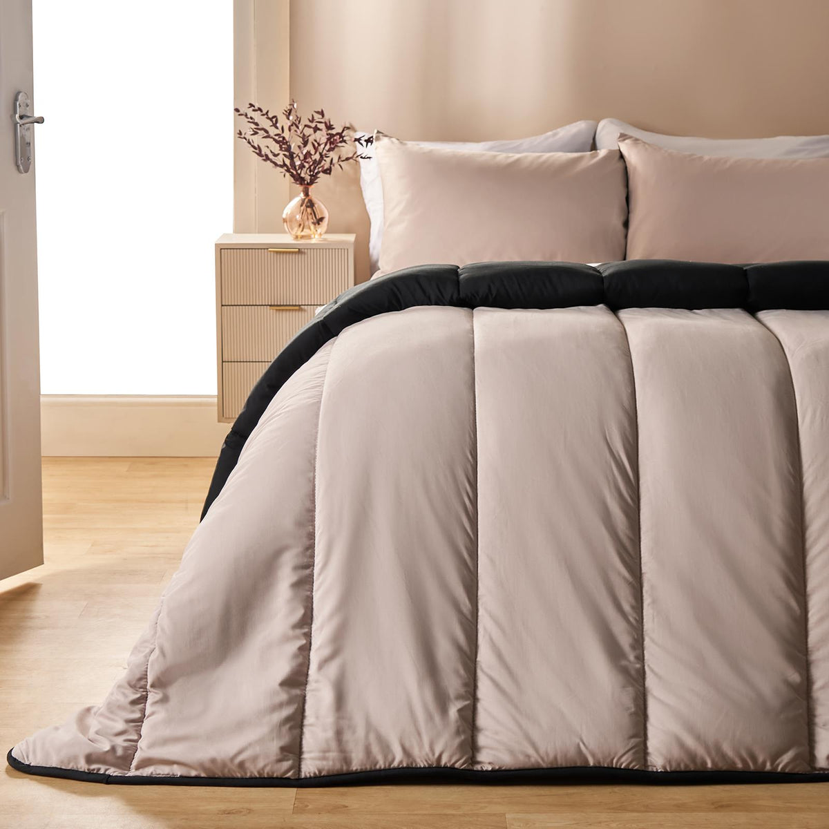 OHS Coverless Duvet & Pillowcase 10.5 Tog Bedding Set Easy Care Reversible