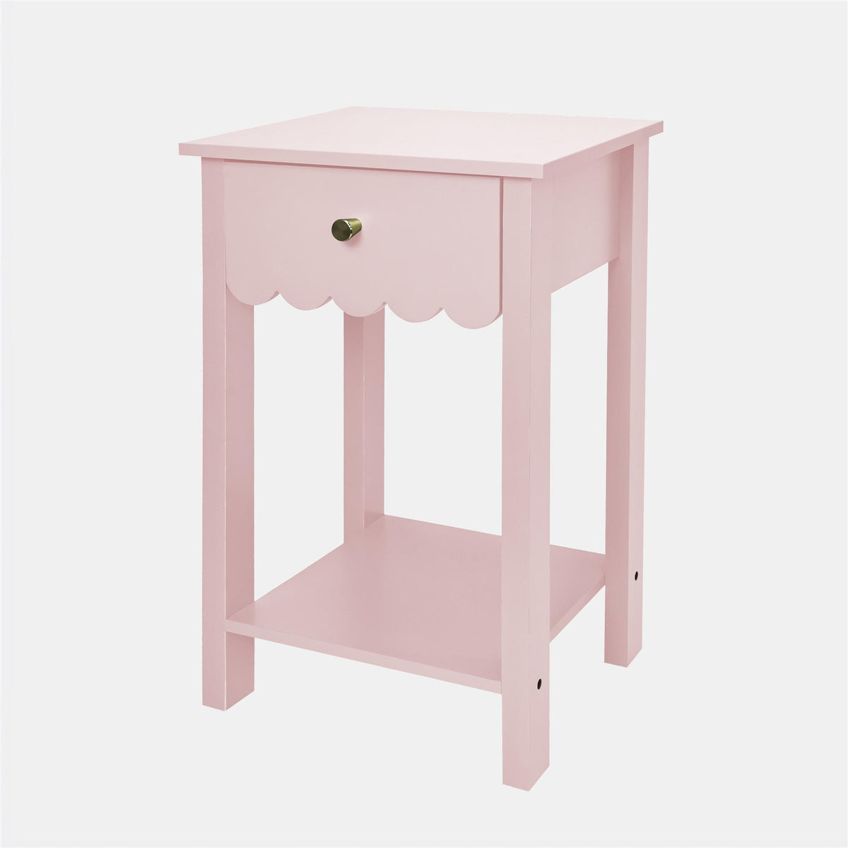 OHS Scallop Bedside Wood Nightstand 1 Drawer Storage Unit End Table Home Decor