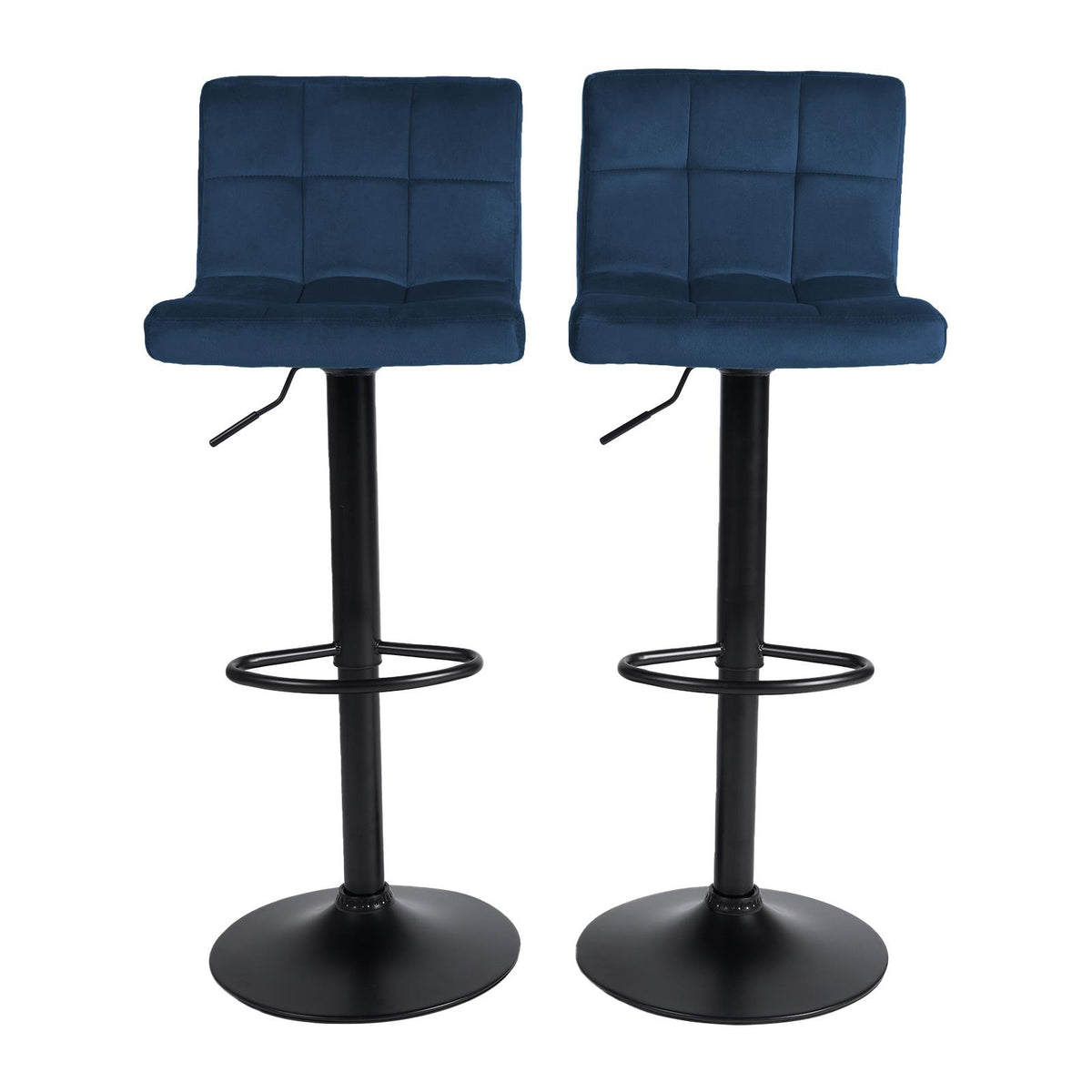Adjustable Bar Stools x 2 Velvet Swivel Pub Seat Kitchen Breakfast Counter Chair