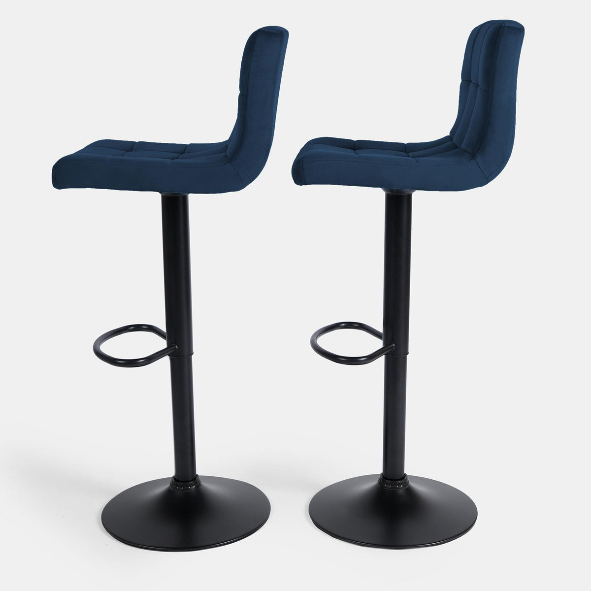 Adjustable Bar Stools x 2 Velvet Swivel Pub Seat Kitchen Breakfast Counter Chair